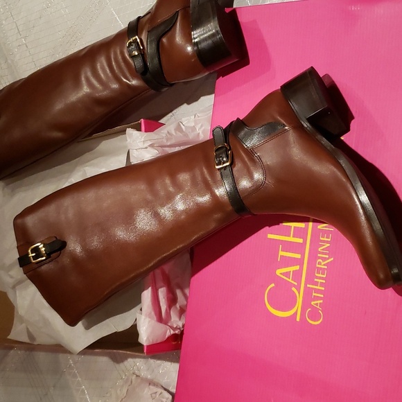 Catherine Malandrino New MILA Leather RIDING Tall BOOTS Brown/Black Women's 10 - Picture 12 of 16